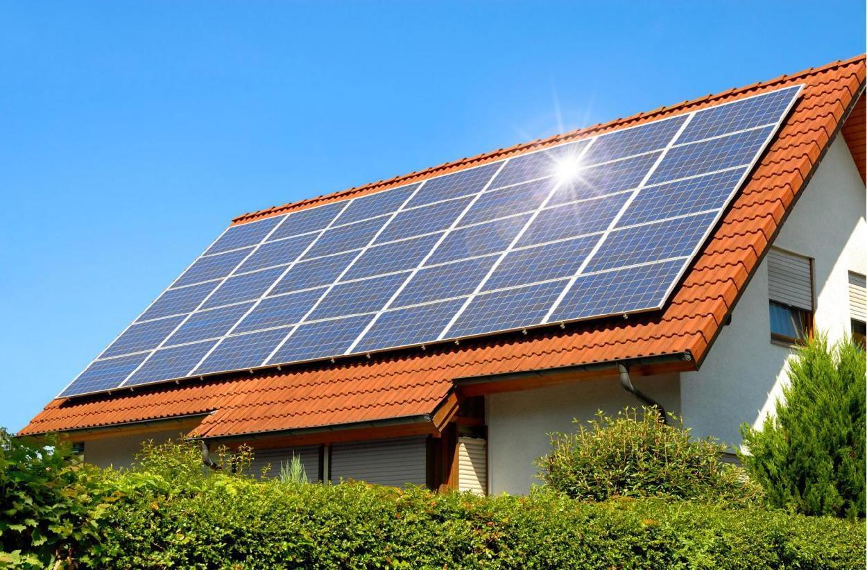 Solar panels installation on residential roof